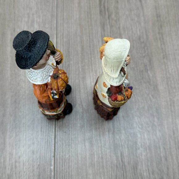 Thanksgiving Harvest Pilgrim Figurine Couple Hand Painted Decoration Multicolor - Picture 7 of 8